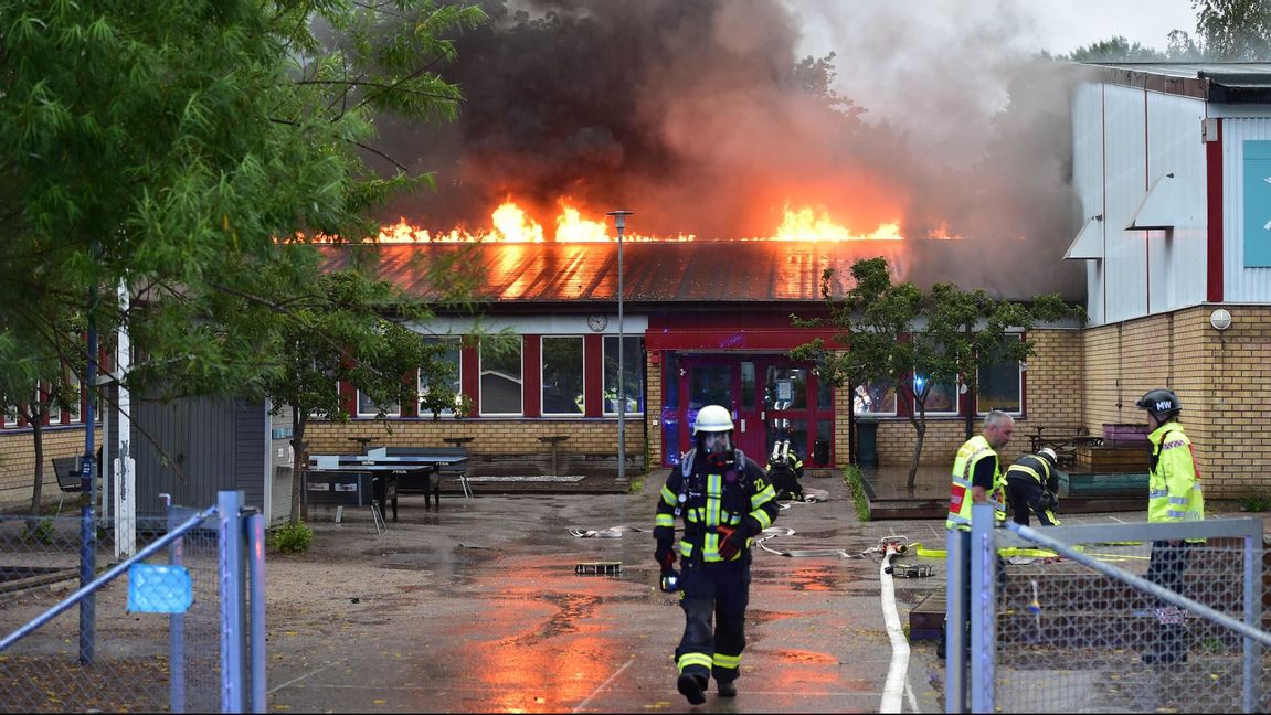 Skolan Vittra Kungshagen i Nyköping förstördes i juli. Arkivbild. Foto: Pontus Stenberg/TT 