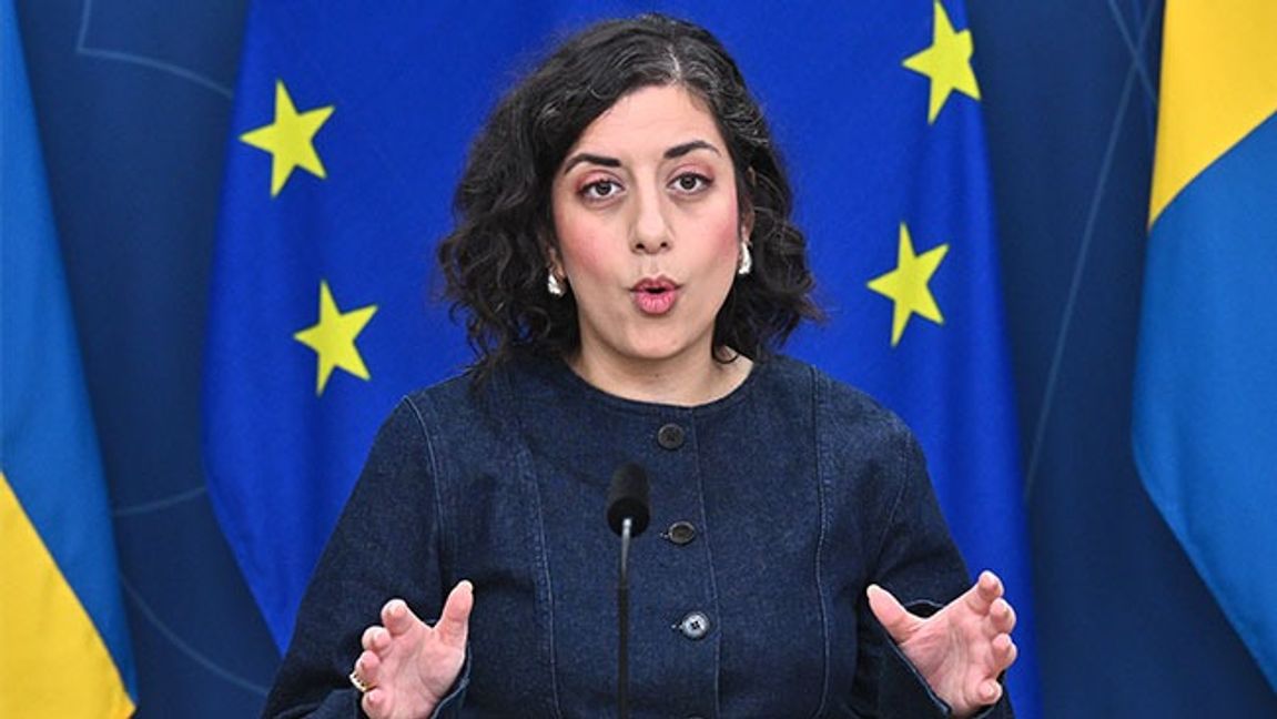 tbildnings- och integrationsminister Simona Mohamsson (L), under en pressträff. Foto: Claudio Bresciani / TT 