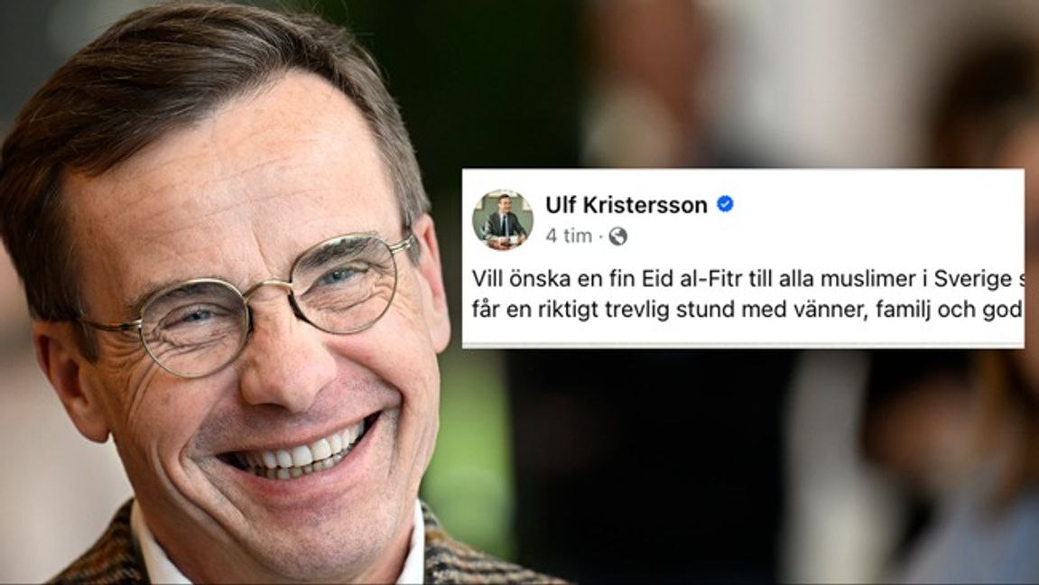 Ulf Kristersson önskar Sveriges muslimer en fin Eid al-Fitr. Foto: Johan Nilsson/TT