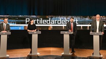 Partiledarna möttes ikväll i den första partiledardebatten sedan valet. Foto: Pontus Lundahl/TT