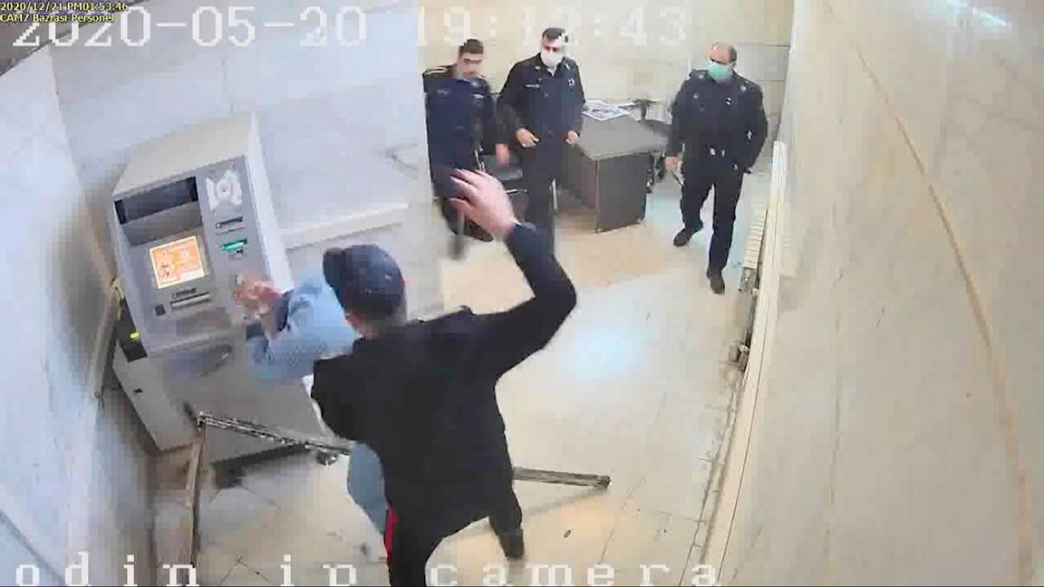 In this undated frame grab taken from video shared with The Associated Press by a self-identified hacker group called ”The Justice of Ali,” a guard beats a prisoner, at Evin prison in Tehran, Iran. The alleged hackers said the release of the footage was an effort to show the grim conditions at the prison, known for holding political prisoners and those with ties abroad who are often used as bargaining chips in negotiations with the West. Image: The Justice of Ali via AP/TT