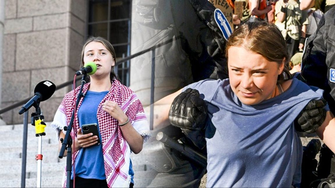 Greta Thunberg höll tal. Foto: Mikko Stig/AP