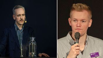 ETC:s chefredaktör Andreas Gustavsson och den gripne reportern Joakim Medin. Bild: Magnus Lejhall/TT/Agatefilm/CC BY-SA 4.0