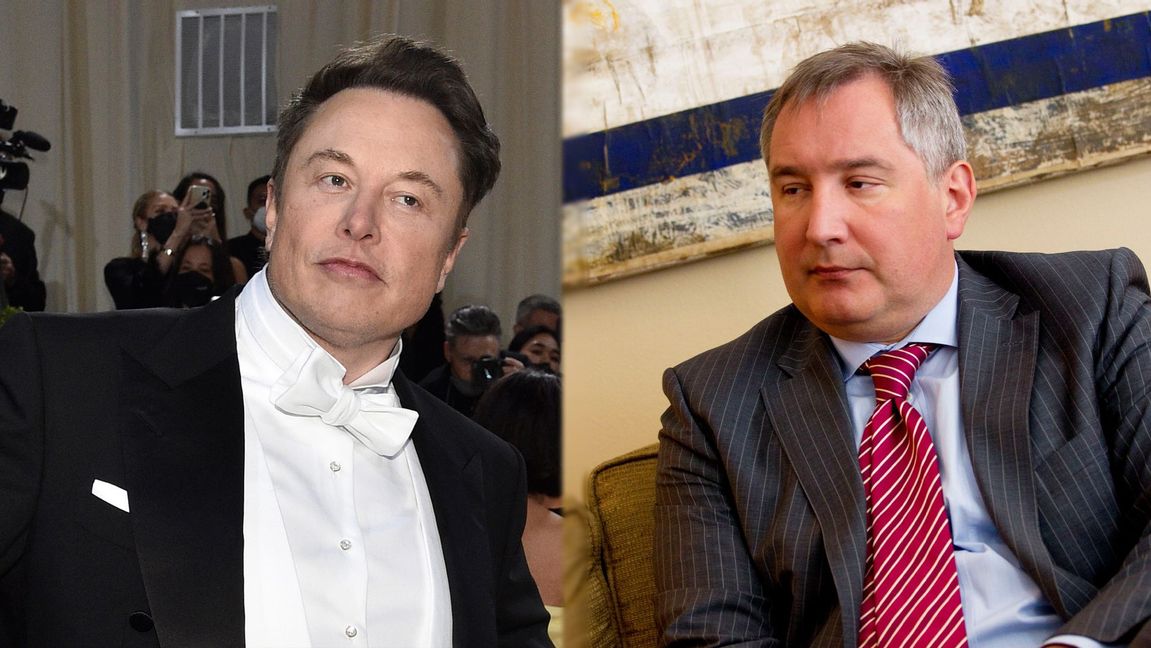 Elon Musk och ryske rymdchefen Dmitrij Rogozin är inte överens. Foto: Evan Agostini (Musk) / (Rogozin) Morten Holm/AP/TT