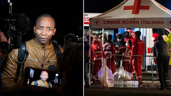Migranter vårdas vid italienska kusten. Foto: Salvatore Cavalli/AP/TT