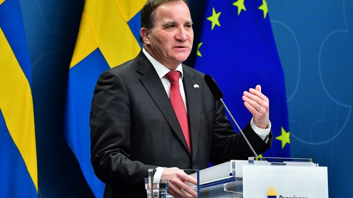 Stefan Löfven på en pressträff 18 februari.
Foto: Jonas Ekströmer/TT