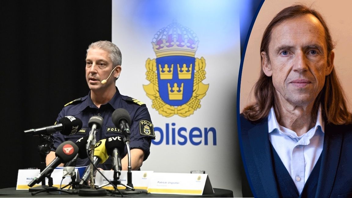 Kommenderingschef Henrik Dahlström på fredagens presskonferens om massmordet på Risbergska skolan i Örebro. Foto: Viktoria Bank/TT