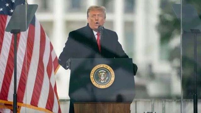 Trump under sitt tal den 6 januari 2021. Foto: Evan Vucci/AP/TT