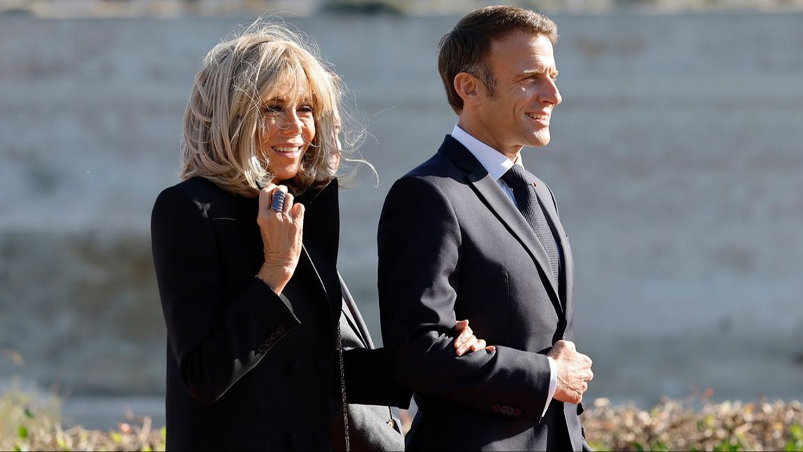 Det franska presidentparet Emmanuel och Brigitte Macron tillbringar två dagar i Sverige. Arkivbild. Foto: SEBASTIEN NOGIER/AP/TT