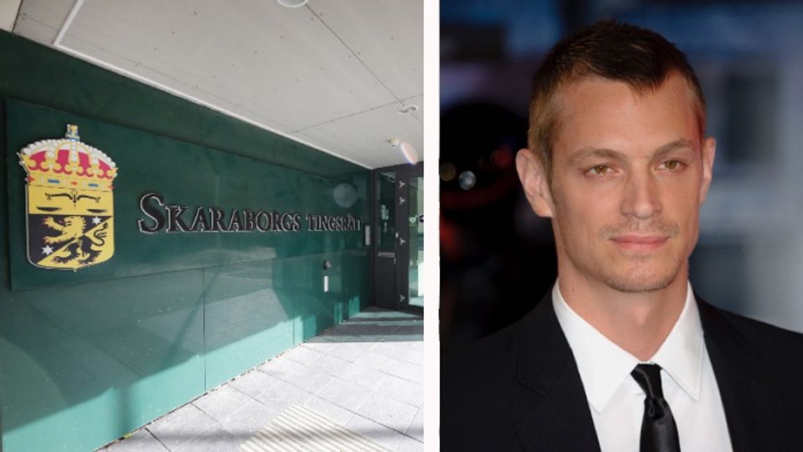 Vänster: Skaraborgs tingsrätt Höger: Joel Kinnaman. Foto: Fredrik Sandberg/Adam Ihse/TT