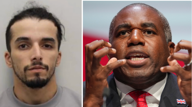 Ibrahim Kaddour-Cherif (t.v) släpptes av misstag från fängelse. Vice premiärminister David Lammy (t.h) beskrevs som upprörd över den felaktiga frigivningen, men vägrade samtidigt svara på frågor i parlamentet. Foto: Met Police via GB News/YouTube/Jon Super/AP/TT