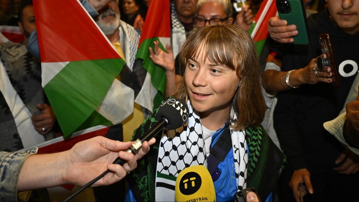 Greta Thunberg vid Arlanda. Foto: Anders Wiklund/TT