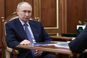 Rysslands president Vladimir Putin, fotograferad i Moskva på torsdagen – då ett personligt möte mellan honom och Ukrainas president Volodymyr Zelenskyj var planerat i Istanbul. Foto: Alexander Kryazhev/AP/TT