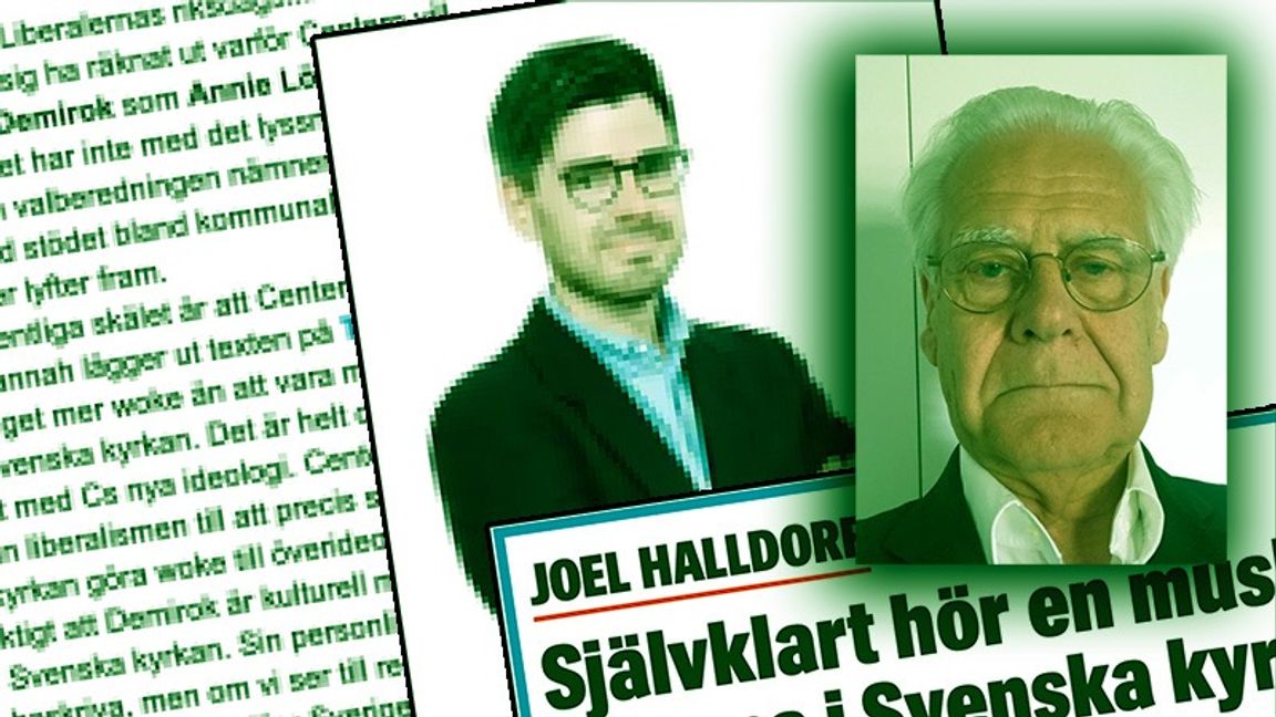 Joel Halldorf har inte tänkt hela vägen enligt dagens debattör Ulf Lönnberg. Foto: Privat / Skärmavbild/montage Expressen.se