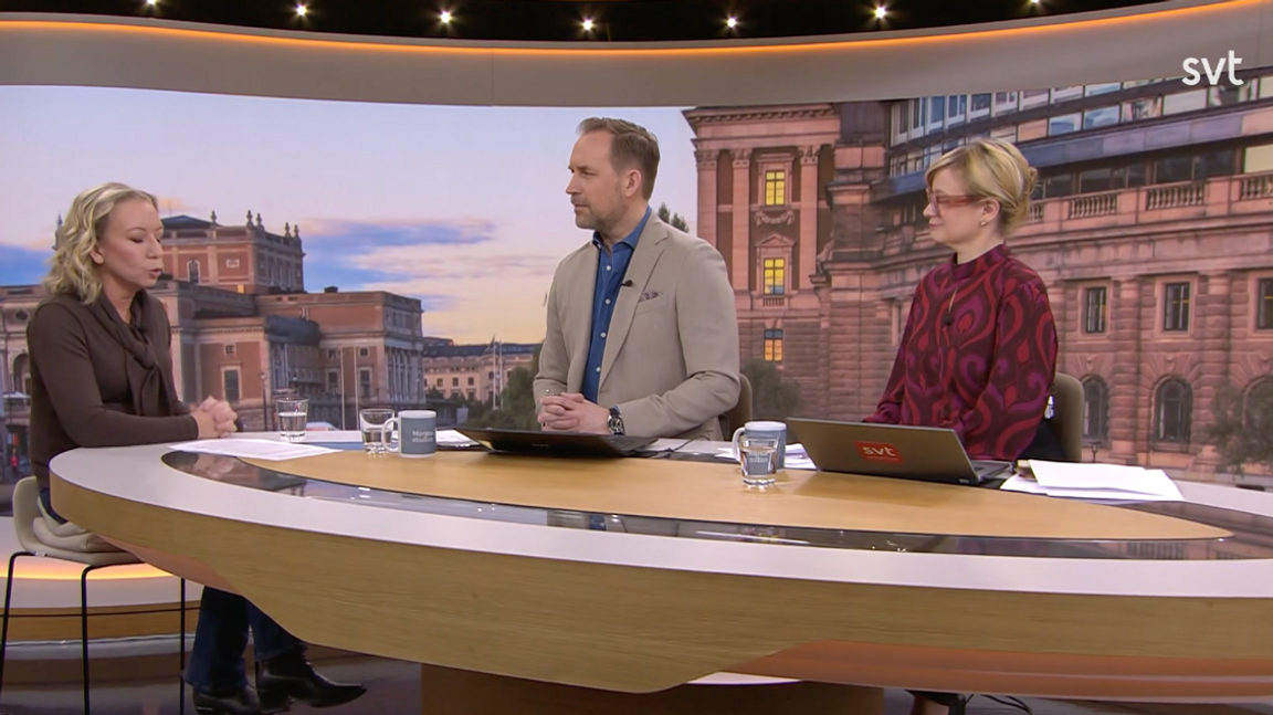 SVT:s politikkommentator Elisabeth Marmorstein kommenterar den senaste valmätningen. Foto: SVT