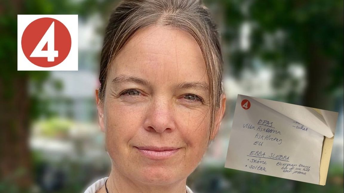  Anneli Megner Arn, klimat- och vetenskapsreporter skrev ”Ebba Slebba” i sitt anteckningsblock. Foto: Föreningen grävande journalister