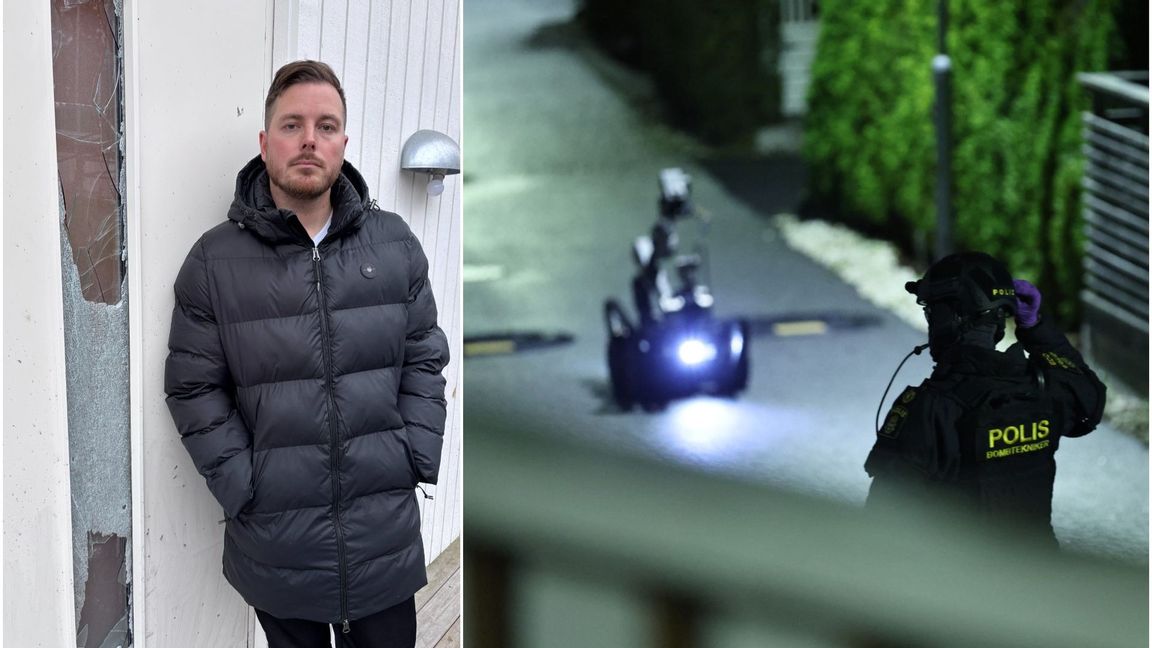 Fabian Åhlin blev drabbad när det sprängdes utanför hans hem i Upplands Väsby. Foto: Privat/Caisa Rasmussen/TT