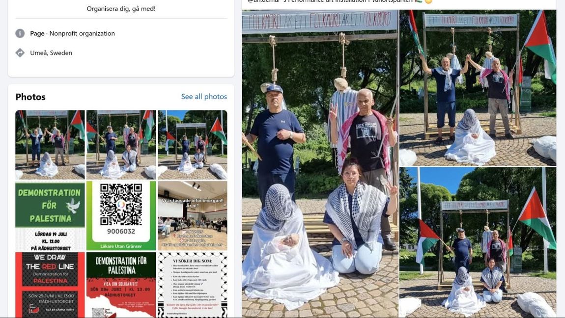 Denna bild föreställer tydligen inte hets mot folkgrupp. Foto: Facebook / Umeå för Palestina