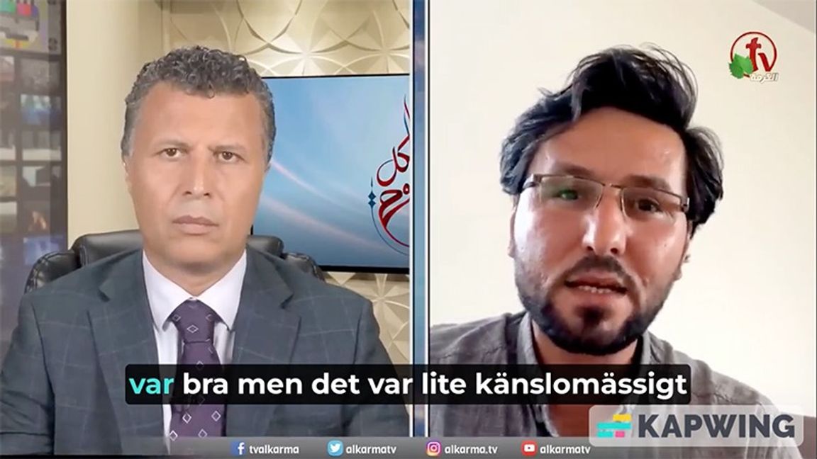 Rachid Hammami intervjuade Salwan Momika i slutet av juli. Foto: Skärmavbild al-Karma.