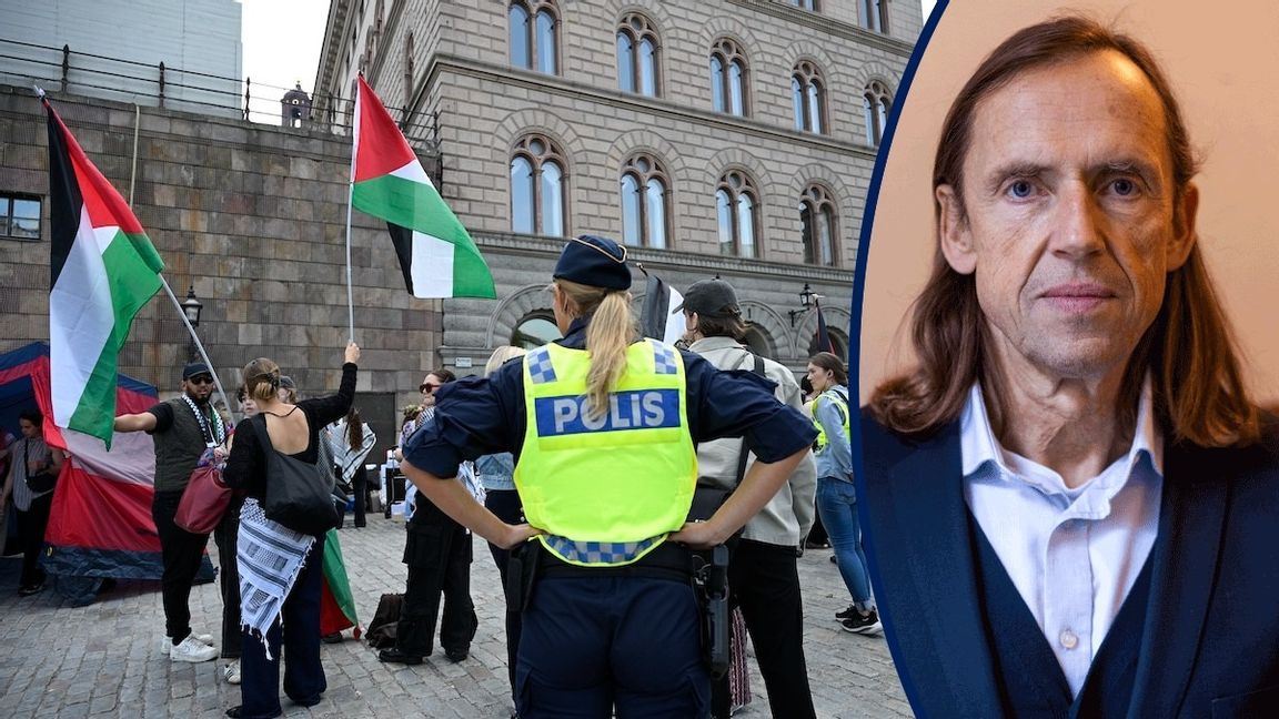 Palestinademonstration på Mynttorget vid riksmötets öppnande. Foto: Anders Wiklund/TT