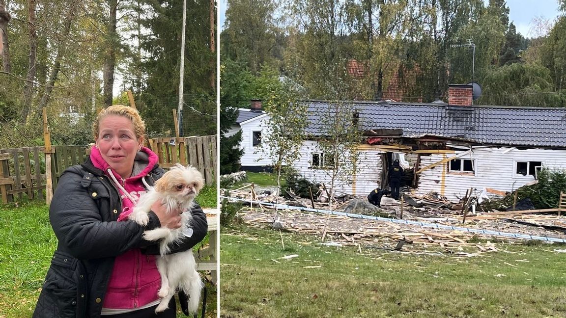 Huset i Stentorp som totalförstördes i bombdådet under torsdagsmorgonen. Foto: Isabelle Eriksson