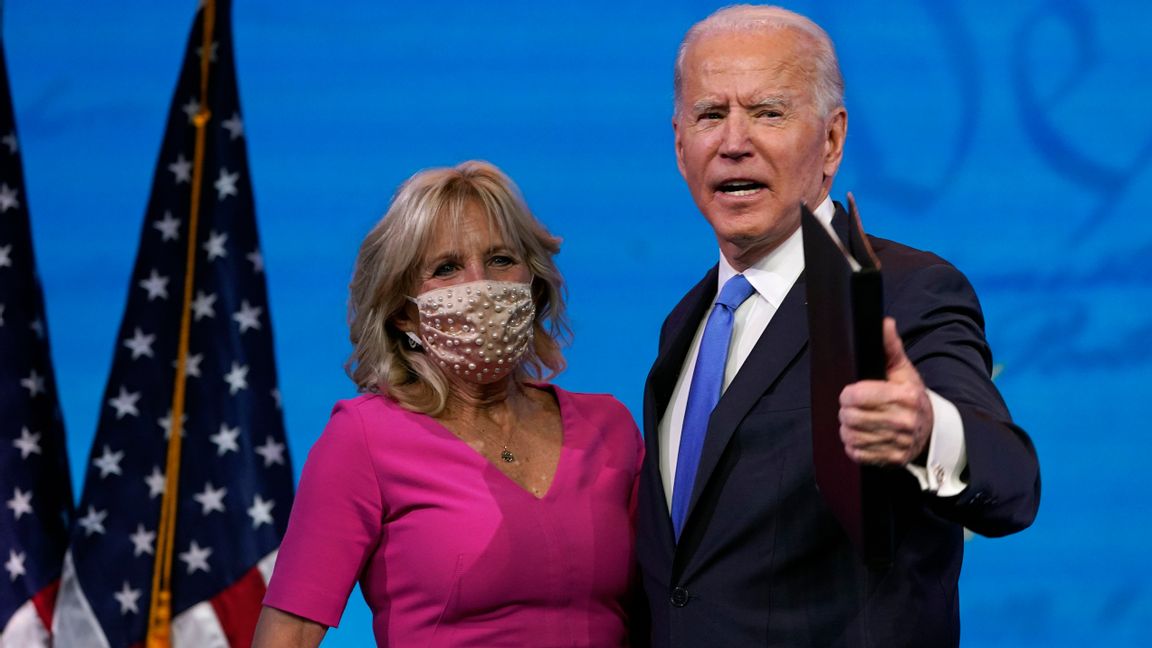 USA:s blivande presidentpar Jill och Joe Biden. Arkivbild. Foto: 