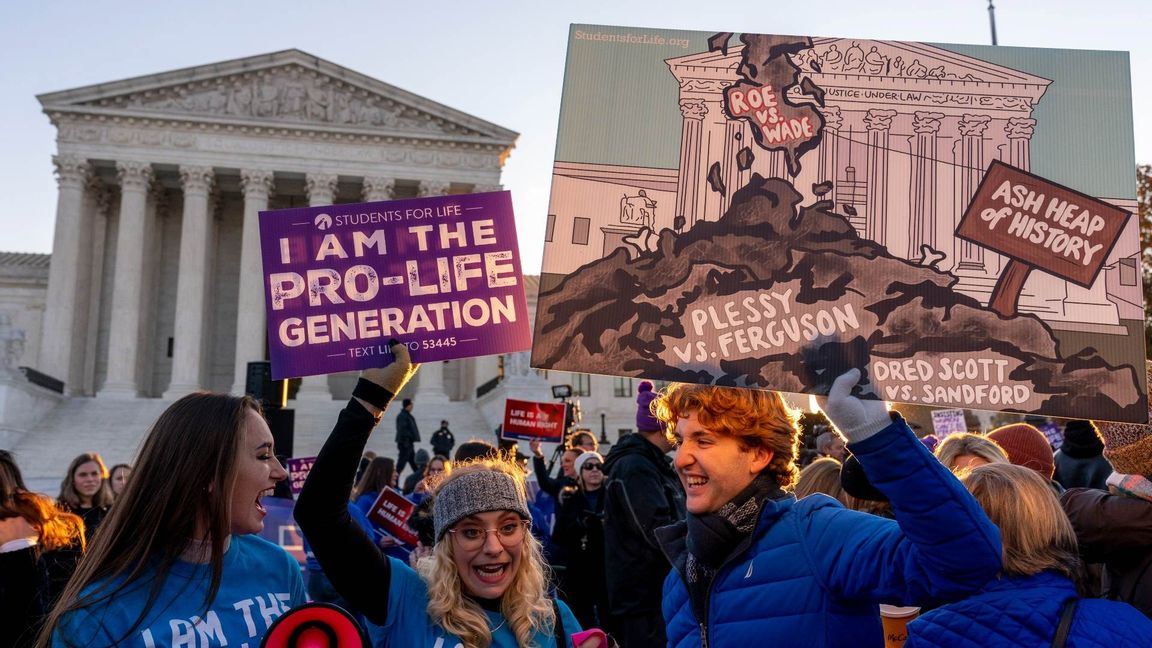 Abortmotståndare under protester i Washington. 