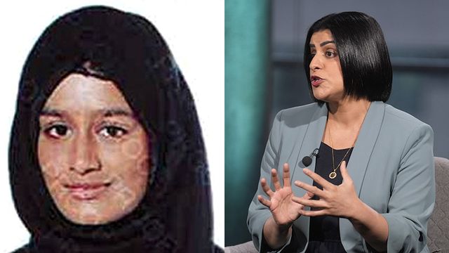 Shamima Begum och inrikesminister Shabana Mahmood. Foto: Danny Lawson/AP/TT
