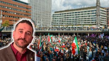 Exiliranier protesterar mot den islamistiska regim de flytt ifrån. Foto: Fredrik Persson/TT