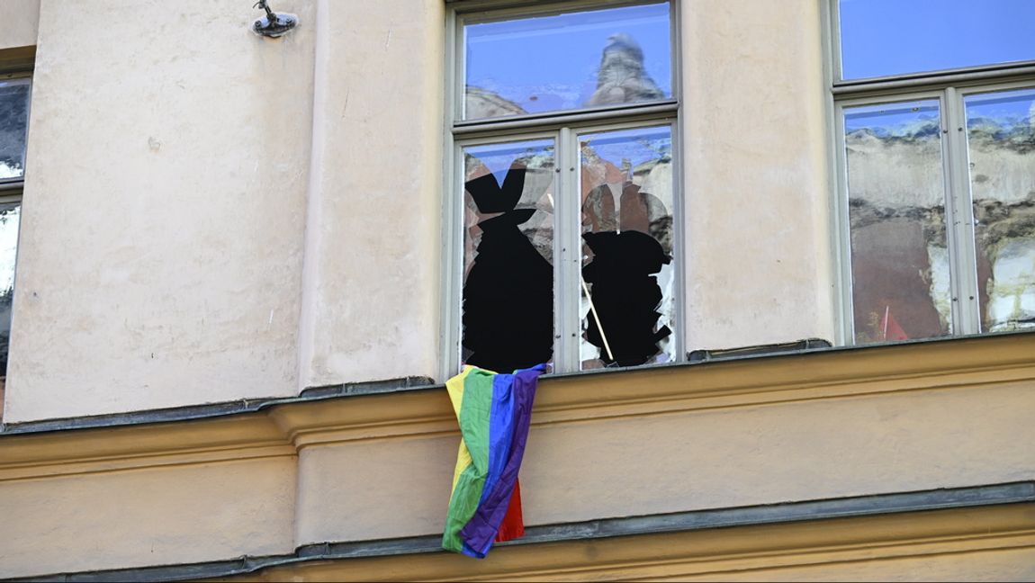 En polisinsats genomfördes på Marockos ambassad i centrala Stockholm. Foto: Fredrik Sandberg/TT