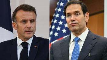 Frankrikes president Emmanuel Macron och USA:s utrikesminister Marco Rubio. Foto: Ludovic Marin/Mandel Ngan/AP/TT