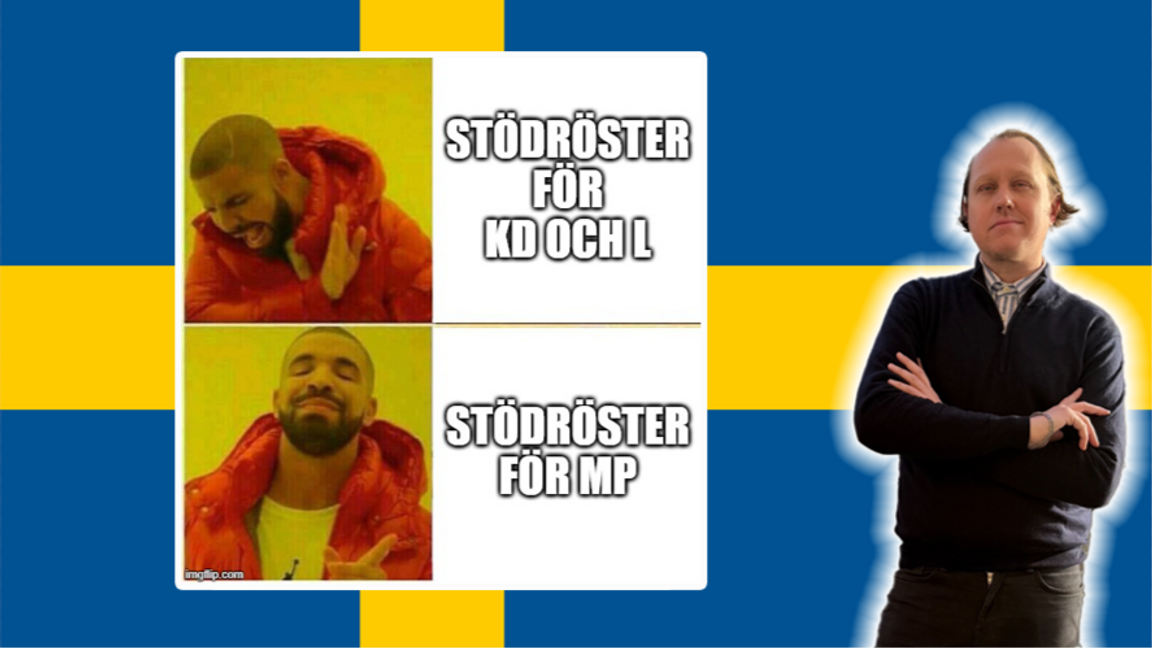Ständigt prat om fyraprocentsspärren – nästan som om man ville att de stödröstande väljarna skulle ge upp... Foto: Imgflip