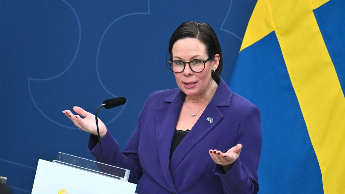 Utrikesminister Maria Malmer Stenergard (M) kräver att Utrikesdepartementet ska vara en trygg arbetsplats efter torsdagens blockad. Foto: Claudio Bresciani/TT