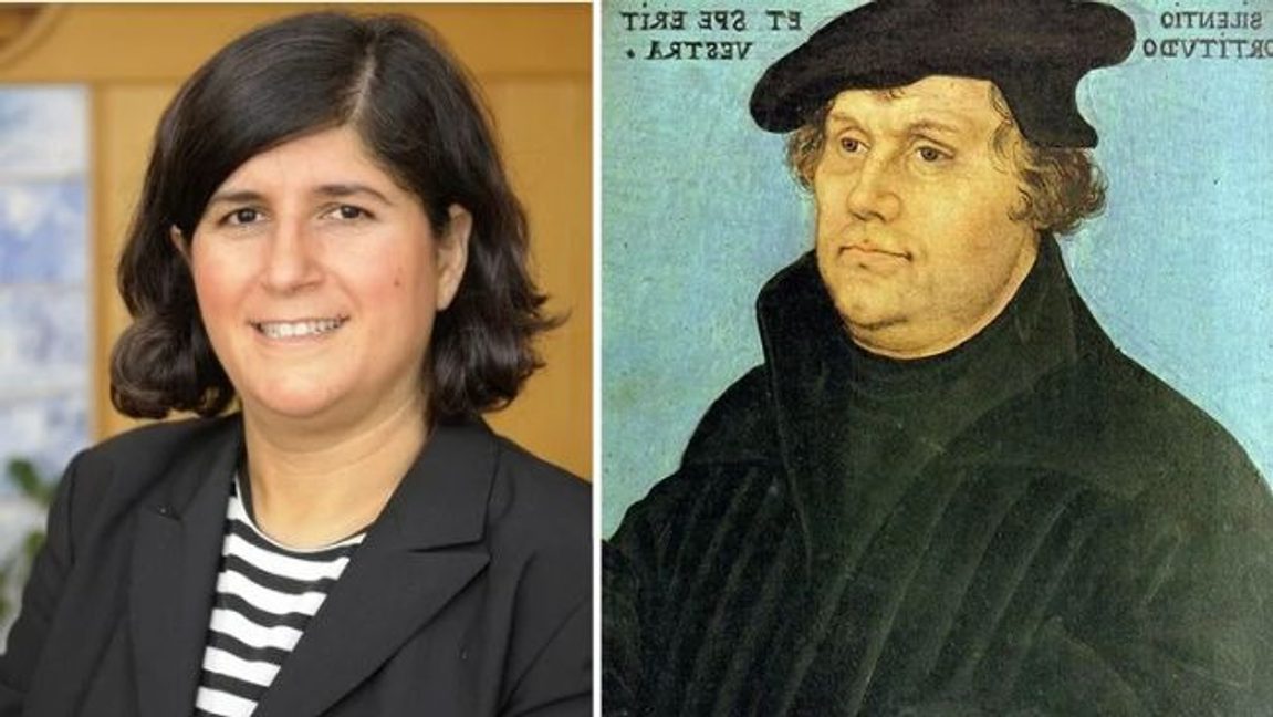 Nalin Baksi och reformatorn Martin Luther. Sameh Egyptson har frågat om Baksi kan bli muslimernas Luther, men Khaled Salih menar att det är fel fråga.Foto: Stig Almqvist, Public domain/Lucas Cranach l’Ancien, CC0