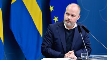 Justitieminister Morgan Johansson vid dagens presskonferens om hur säkerheten på slutna ungdomshem kan förbättras. Foto:Jessica Gow/TT