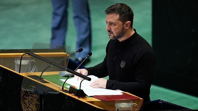 Ukrainas president Volodymyr Zelenskyj vid FN:s generalförsamlings möte i september 2024. Foto: Julia Demaree Nikhinson/AP/TT