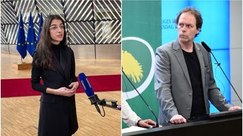 Romina Pourmokhtari (L) får kritik av Pär Holmgren (MP) för att undvika medier. Foto: Wiktor Nummelin/Jonas Ekströmer/TT