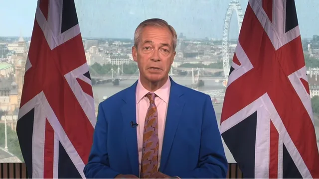 Reform UK:s partiledare Nigel Farage håller tal. Foto: YouTube
