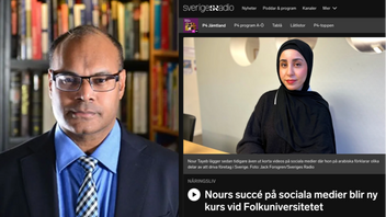Ronie Berggren kritiserar Sveriges Radios okritiska rapportering och menar att skattepengar inte ska gå till arabiskspråkiga företagskurser. Foto: Privat/skärmdump via Sveriges Radio