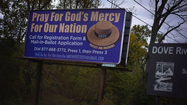 Valaffisch uppmanar amish att rösta på Trump Foto: Jessie Wardarski/AP/TT
