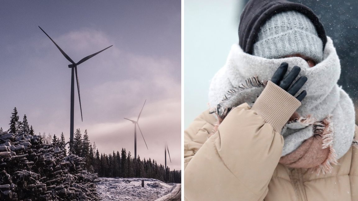 Kylan slår ut vindkraften – levererar bara fem procent av sin kapacitet. Foto: Foto: Magnus Hjalmarson Neideman/SvD/TT och Charles Rex Arbogast/TT.