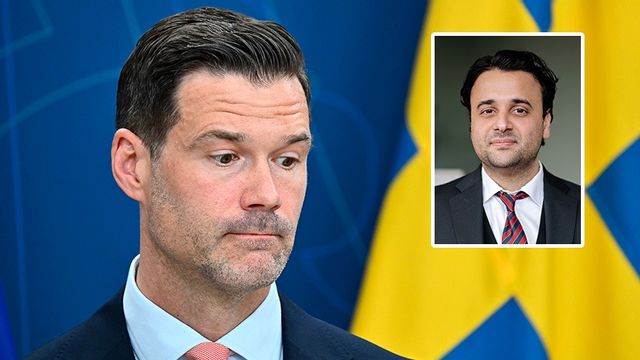 Migrationsminister Johan Forssell (M) och debattören Arvand Askari. Foto: Anders Wiklund/TT/Privat