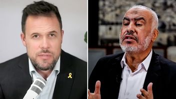 Jonathan Conricus säger att bollen nu ligger hos Hamas. Till höger Ghazi Hamad, en av Hamas ledare. Foto: Jonathan Conricus/CNN/Youtube