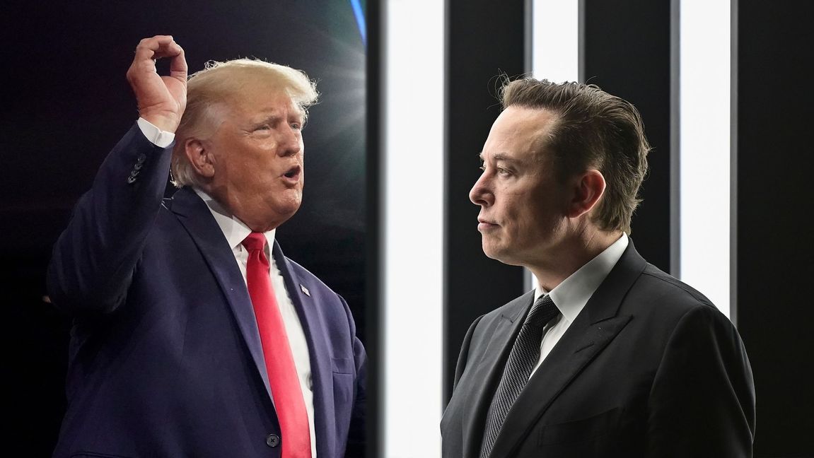 Elon Musk vill ta bort avstängningen av Donald Trump från Twitter. Foto: John Raoux/AP/TT (Trump) / Patrick Pleul/AP/TT (Musk)