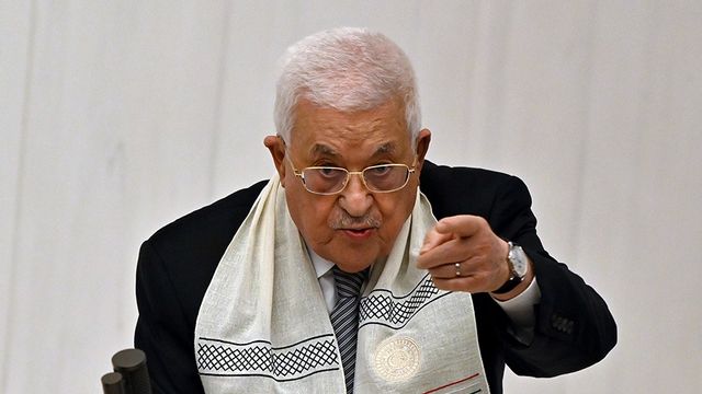 Mahmoud Abbas, president för Palestinska myndigheten, vid ett tal i det turkiska parlamentet augusti 2024. Foto: Ali Unal/AP/TT
