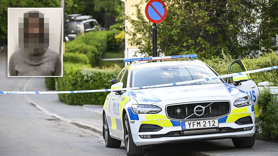 Mordplatsen i Mälarhöjden och brodern som misstänks för mordet på sin syster och systerson. Foto: Jessica Gow och Polisen