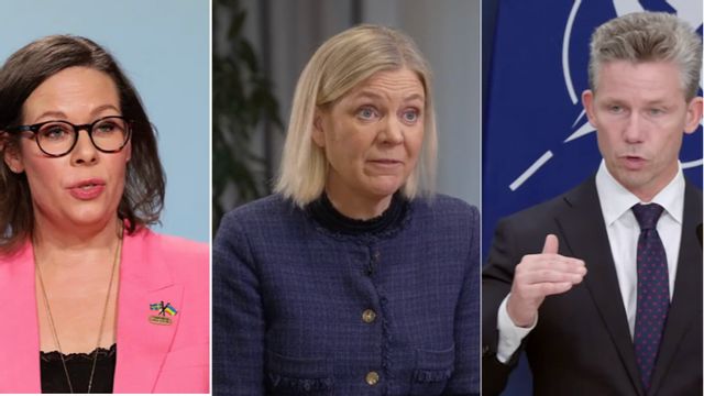 Utrikesminister Maria Malmer Stenergard (M) svarar på Magdalena Anderssons kritik mot kärnvapendialogen med Frankrike. Foto: EU/Wikimedia Commons/TV4/Regerinskansliet