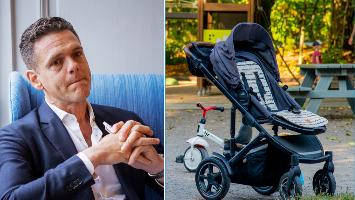 Christofer Fjellner (M), oppositionsborgarråd och gruppledare i region Stockholm, ser allvarligt på det sjunkande barnafödandet i Stockholmsområdet. Foto: Olga Demiankova/Susanna Persson Öste/SvD/TT