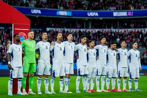 Israels landslag inför VM-kvalmatchen mot Norge i oktober. Arkivbild. Foto: Fredrik Varfjell/NTB/TT