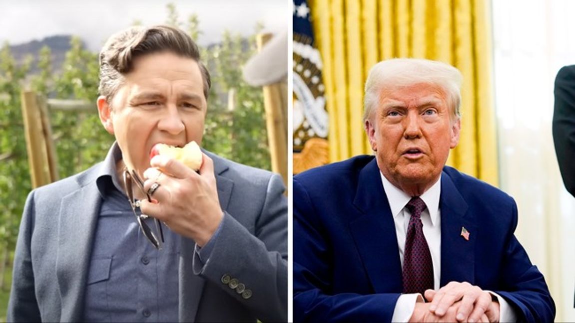 Donald Trump, till höger, ratar kanadensiske konservative ledaren Pierre Poilievre. Foto: AP/Pierre Poilievre